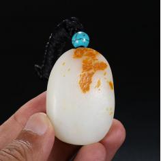 和田玉白玉籽料吊坠笑佛---王磊作品