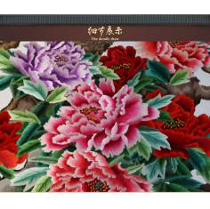 苏绣手工刺绣万紫千红单面绣软裱画大红大紫苏州特色手工艺品