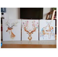 超值新品数字油画大幅装饰画鹿DIY手绘卡通动物鹿头花客厅卧室