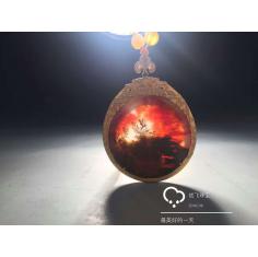 2016昆明实展黄龙玉金奖云南龙陵纯天然黄龙玉水草花《残阳如血》