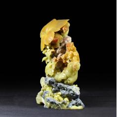 石君斋 青田石雕精品摆件 冬去春来枫叶雕件 收藏级珍品