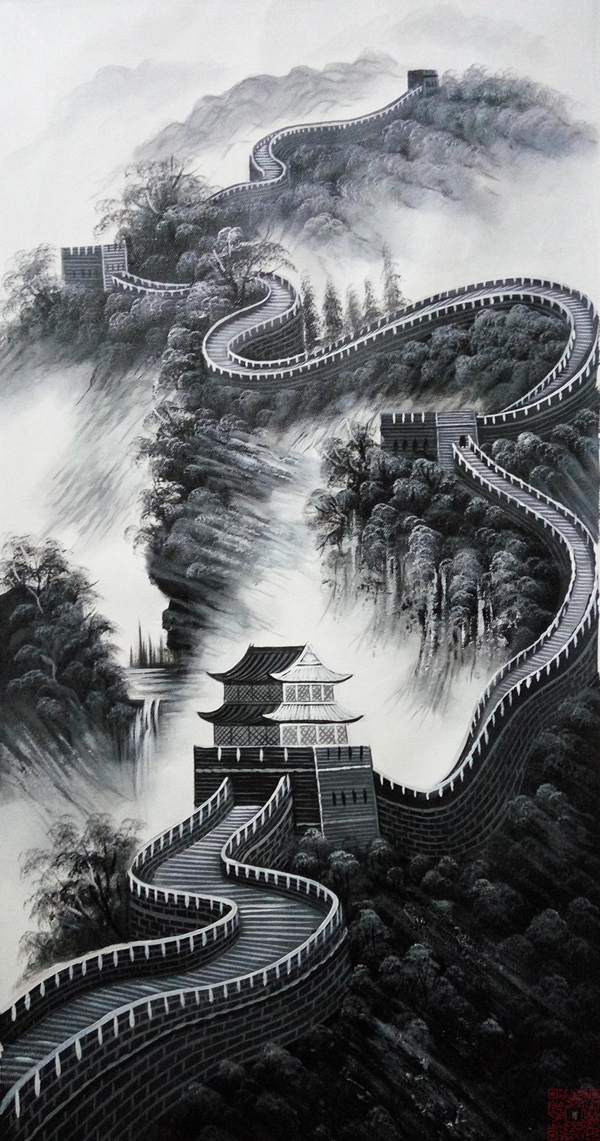商品名称:龙抬头 万里长城 风水油画