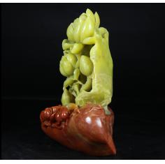 石君斋 青田石雕精品摆件 竹叶冻荷花手工雕件 花 收藏送礼摆设
