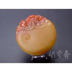 龙陵天然正品黄龙玉把件玩件【问宝斋】老山筋料 生意兴隆01YA037