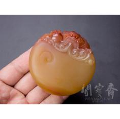 龙陵天然正品黄龙玉把件玩件【问宝斋】老山筋料 生意兴隆01YA037