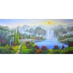 张林---日起东方维多利亚花园，油画， 室内精品挂画，墙壁挂画， 三十年美院科班毕业油画家真迹