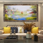 张林---油画睡莲，室内挂画 装饰画 油画 高档精品，画家真迹