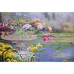 张林---油画睡莲，室内挂画 装饰画 油画 高档精品，画家真迹