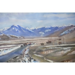 吴济民---西藏雪景系列1，水彩写生，室内装饰画精品 挂画 ，画家真迹