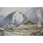 吴济民---西藏雪景系列2，水彩写生，室内装饰画精品 挂画 ，画家真迹