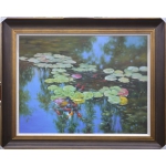 张林---油画睡莲2，室内挂画 装饰画 油画 高档精品，画家真迹