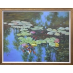 张林---油画睡莲2，室内挂画 装饰画 油画 高档精品，画家真迹