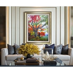 张林油画， 舞芸荭彩、古木乔枫，画家原创油画，家居装饰画，独方精品