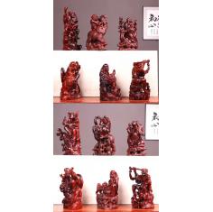 特色精品收藏，珍藏品，十八罗汉 ，印度小叶紫檀整料雕刻，无任何拼补，这么设计仅此一套