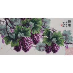 滚彩水墨画《硕果》