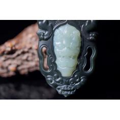 新出和田玉精品，兽面锁，玉质温润，细度一级，寓意守护