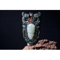 新出和田玉精品，兽面锁，玉质温润，细度一级，寓意守护