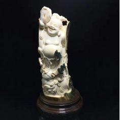 精品-蓝皮童子戏弥勒佛摆件
