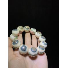 【品名】蓝眼手串 【尺寸】2.0 【编码】B-21911 【描述】新款蓝眼手串 带有彩绘图案 