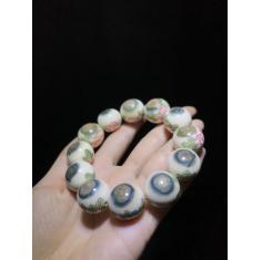 【品名】蓝眼手串 【尺寸】2.0 【编码】B-21911 【描述】新款蓝眼手串 带有彩绘图案 
