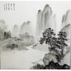 悠然山居2张，单张售，三尺斗方