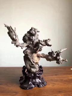《太极》太行崖柏重器陈化瘤摆件，全身爆满爆密，陈化极好.
