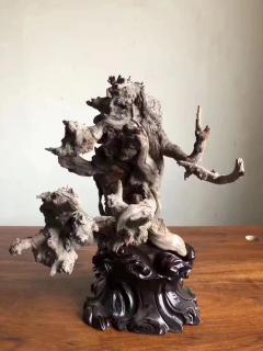 《太极》太行崖柏重器陈化瘤摆件，全身爆满爆密，陈化极好.