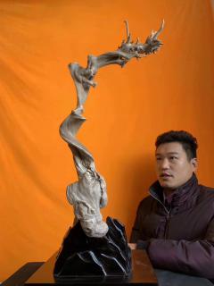 崖柏收藏重器、红骨舍利、极度扭曲造型、根部变异瘤全部吃透、高80
