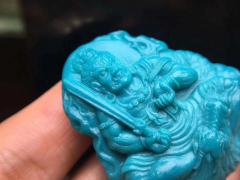 【极品•不动明王】臻选云盖寺高瓷蓝玉化料，石质细腻，无疤裂无俏色，北派精雕，线条流畅，不动明王宝相庄严，不怒而威。有视频！