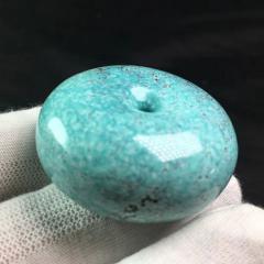 天然原矿绿松石平安扣面包圈，瓷度杠杠滴，越跑越漂亮，厚实大气，市场罕见