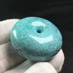 天然原矿绿松石平安扣面包圈，瓷度杠杠滴，越跑越漂亮，厚实大气，市场罕见
