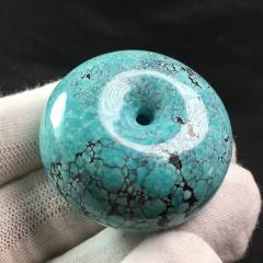 天然原矿绿松石平安扣面包圈，瓷度杠杠滴，越跑越漂亮，厚实大气，市场罕见