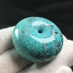 天然原矿绿松石平安扣面包圈，瓷度杠杠滴，越跑越漂亮，厚实大气，市场罕见