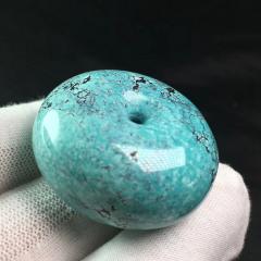 天然原矿绿松石平安扣面包圈，瓷度杠杠滴，越跑越漂亮，厚实大气，市场罕见