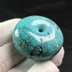 天然原矿绿松石平安扣面包圈，瓷度杠杠滴，越跑越漂亮，厚实大气，市场罕见