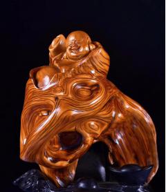 崖柏弥勒虎皮纹、云纹、天眼，精抛光