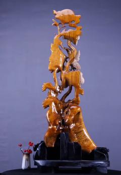  （一路连升）名师作品！极品小叶桢楠 爆满水波 镂空设计 造型一流 动态逼真 雕工细腻 栩栩如生 ！长46 宽30 高108重34斤