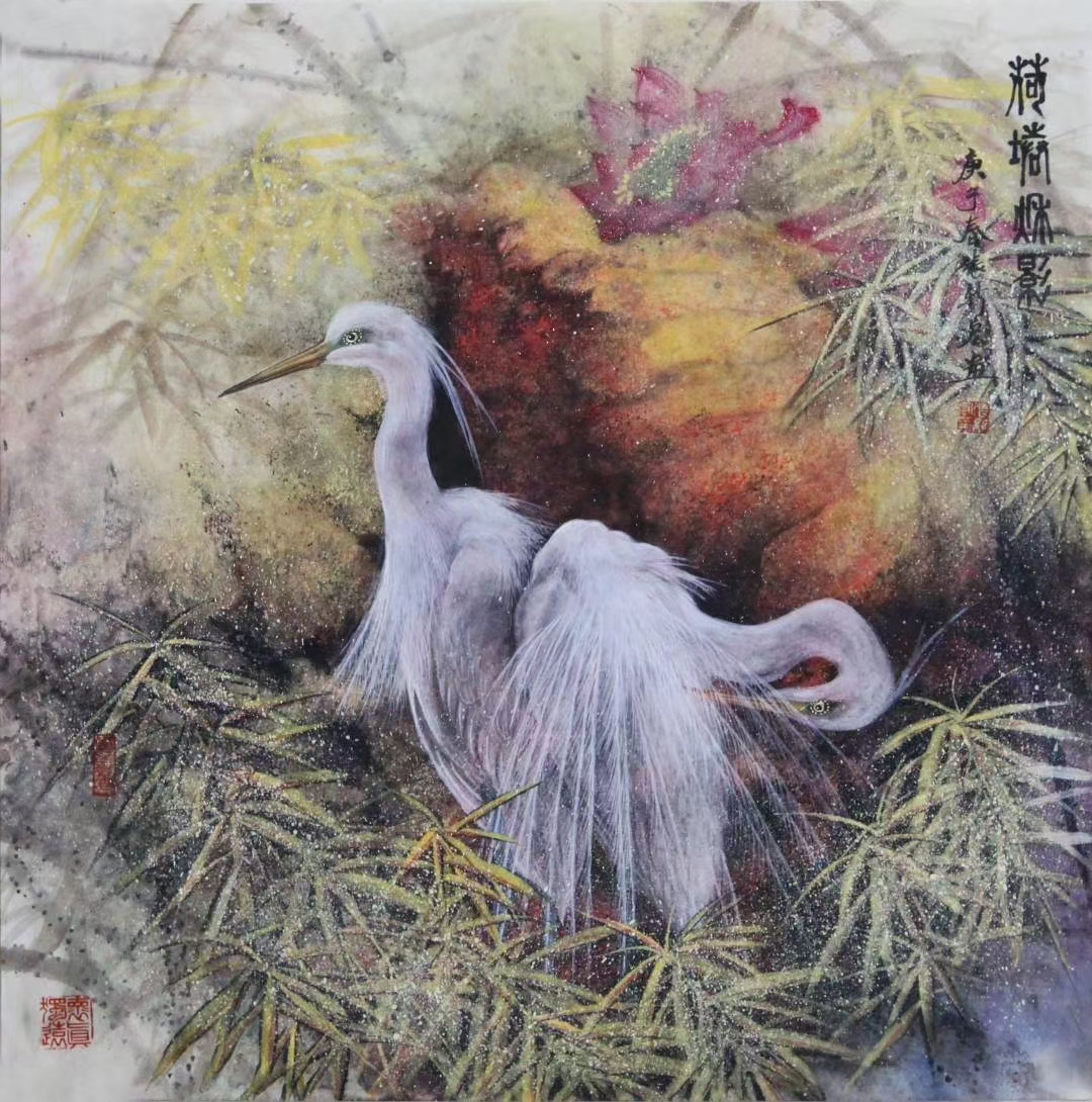 《荷塘秋影》68X69cm（四尺斗方 生宣软片）张新宏画