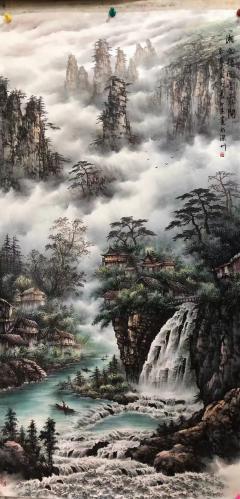 湘西楼阁云雾开，138x68cm