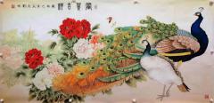 刘圻大师四尺工笔花鸟定制，收藏证书视频合影。