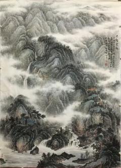 《大壑雲起》，尺寸205Ⅹ145Cm。