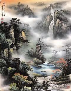 精品现货 当代实力派青年画家——龙宽  师承家父（著名彩墨山水画家张国民先生  附有：收藏证书，视频合影！ 【画家承诺：永久保真】