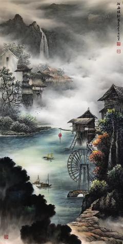 精品现货 当代实力派青年画家——龙宽  师承家父（著名彩墨山水画家张国民先生  附有：收藏证书，视频合影！ 【画家承诺：永久保真】