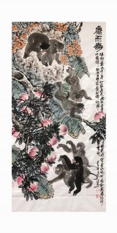 丁浩然老师猴子系列，138x68cm