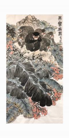 丁浩然老师猴子系列，138x68cm