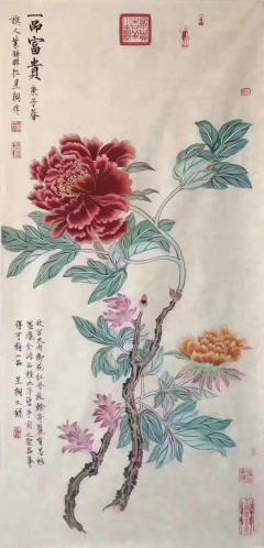 叶赫‮拉那‬昱桐老师精品没骨‮丹牡‬系列。支持画家‮频视‬合影，附收‮证藏‬书。