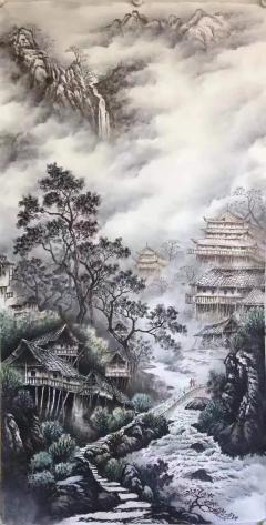 当代实力派画家李建寨老师精品彩墨山水，价格实惠，收藏正当时