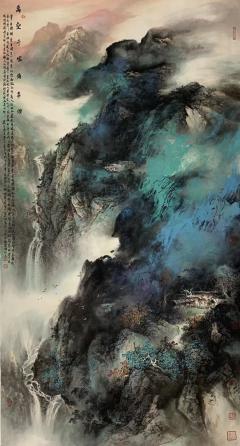 李长田六尺中堂，97x180cm。