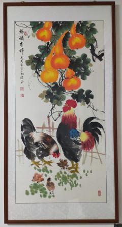 王菊浓四尺整张，幸福吉祥！王菊浓花鸟画作，有白石之胆魄和风骨，亦有刘继卣之细腻！ 见下面介绍画意