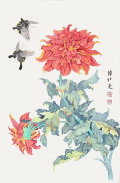 陈仕亮没骨花鸟，65x45cm